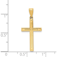 14K Yellow Gold Solid Laser Etched Cross Pendant - Polished Finish, 24.25mm Length by Oro Pregiato