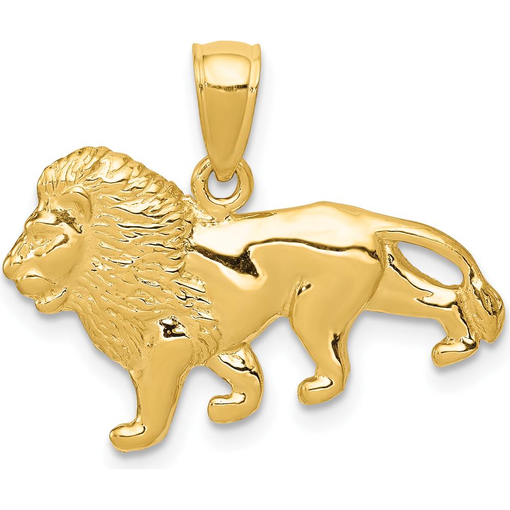 14K Yellow Gold Solid Lion Charm Pendant - 15mm x 24mm by Oro Pregiato