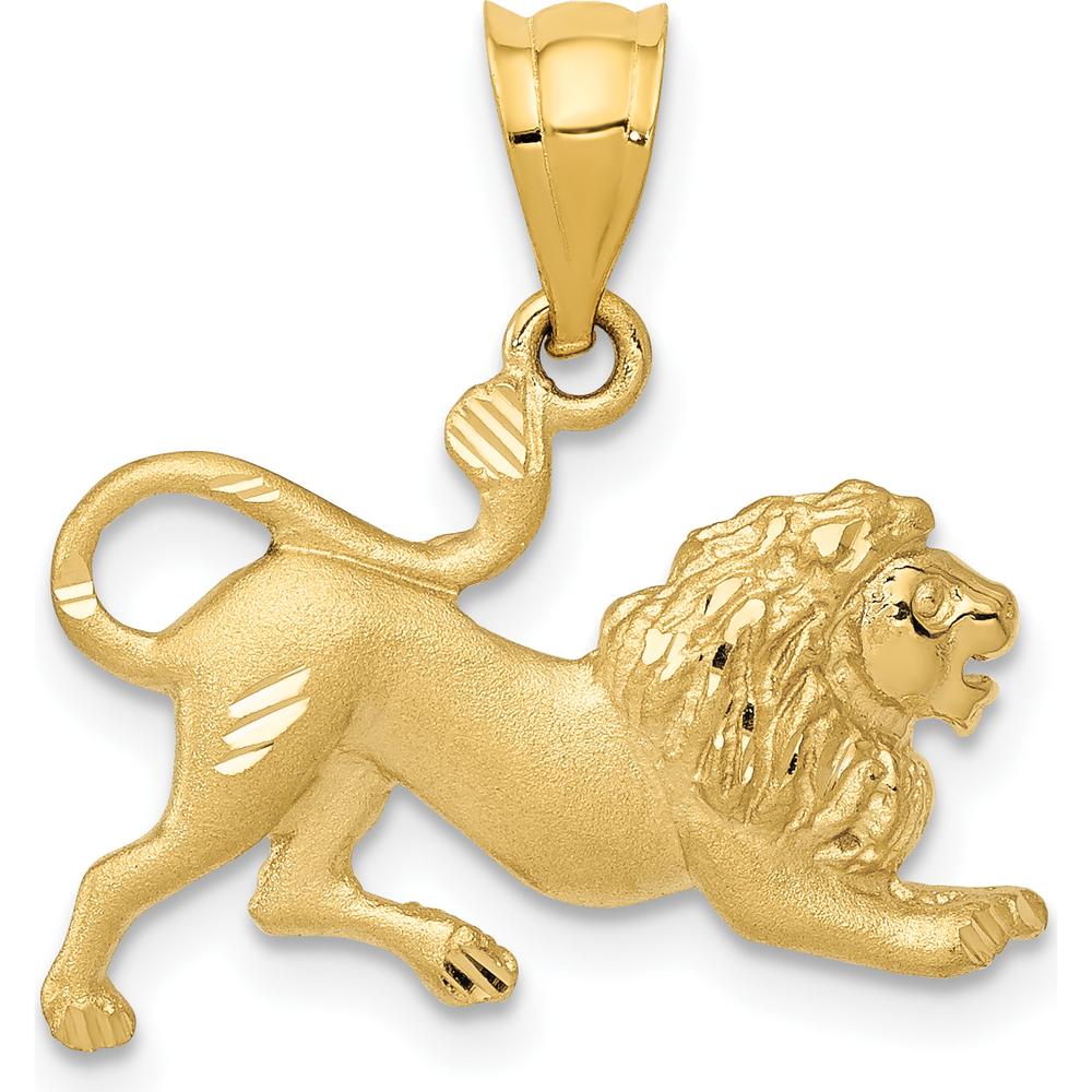 14K Yellow Gold Solid Lion Pendant Charm - 19mm by Oro Pregiato
