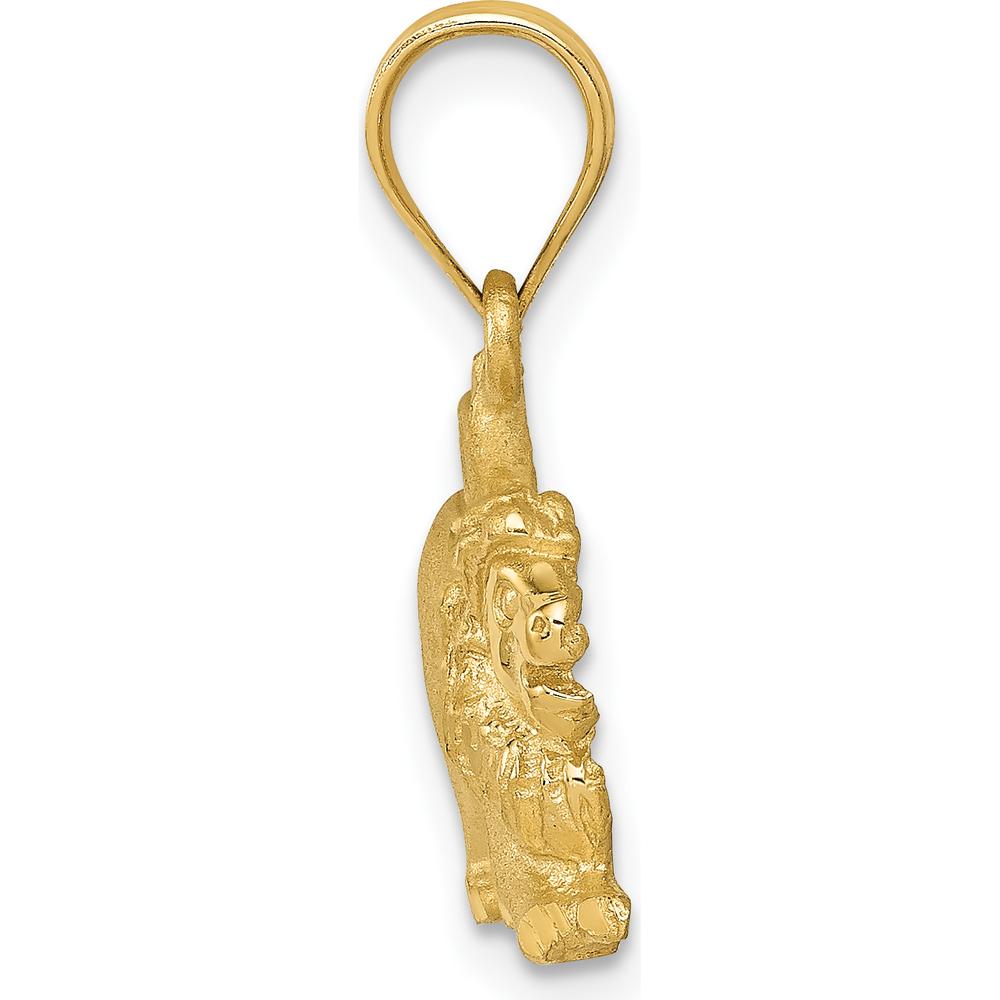 14K Yellow Gold Solid Lion Pendant Charm - 19mm by Oro Pregiato