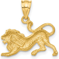 14K Yellow Gold Solid Lion Pendant Charm - 19mm by Oro Pregiato