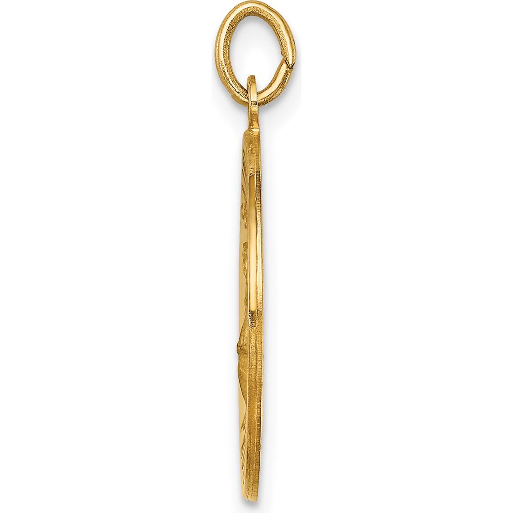 14K Yellow Gold Solid Medium St. Florian Medal Pendant with Polished and Satin Finish - 23.5mm Length by Oro Pregiato