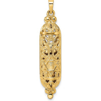 14K Yellow Gold Solid Mezuzah Pendant with Polished and Textured Design - 40mm Length by Oro Pregiato