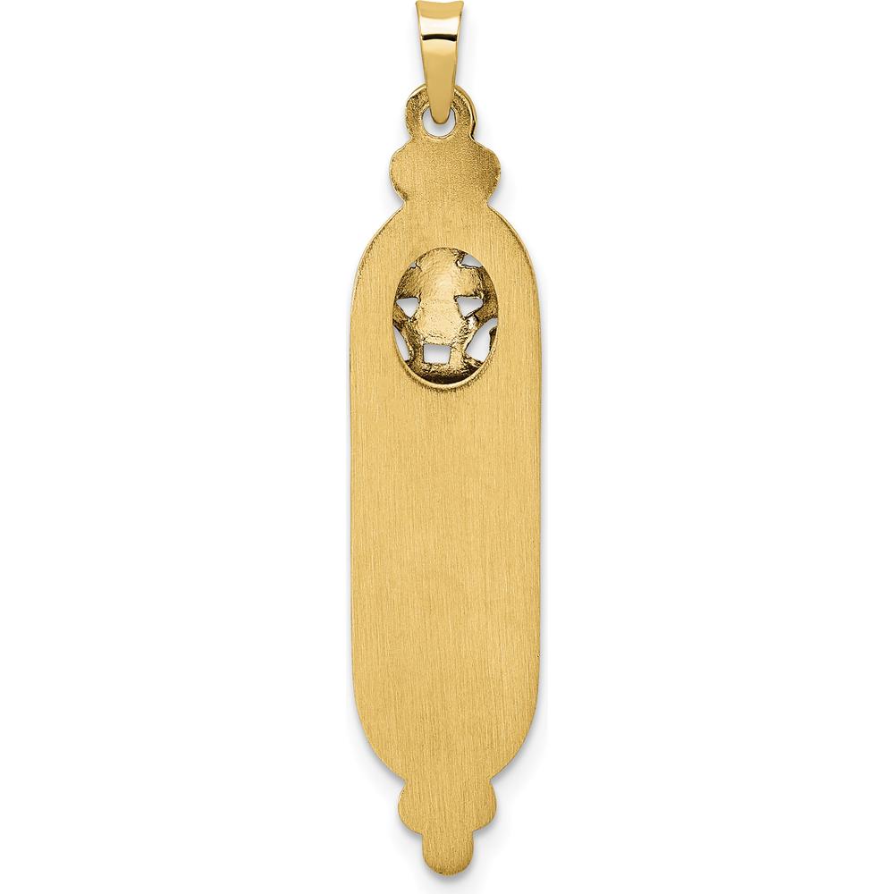 14K Yellow Gold Solid Mezuzah Pendant with Polished and Textured Design - 40mm Length by Oro Pregiato