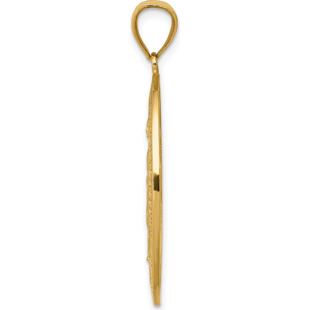 14K Yellow Gold Solid Miraculous Medal Oval Pendant - Polished and Satin Finish by 0
