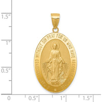 14K Yellow Gold Solid Miraculous Medal Oval Pendant - Polished and Satin Finish by 0