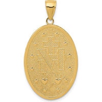 14K Yellow Gold Solid Miraculous Medal Oval Pendant - Polished and Satin Finish by 0