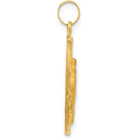 14K Yellow Gold Solid Miraculous Medal Pendant with Satin and Polished Finish - 27mm Length by Oro Pregiato