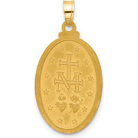 14K Yellow Gold Solid Miraculous Medal Pendant with Satin and Polished Finish - 27mm Length by Oro Pregiato