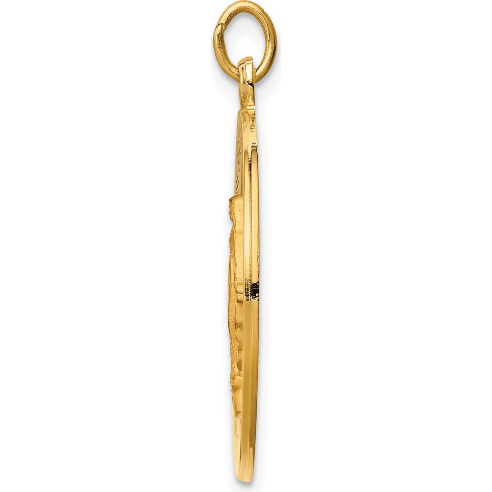 14K Yellow Gold Solid Miraculous Medal Round Pendant with Polished and Satin Finish - 30mm Length by Oro Pregiato