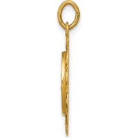 14K Yellow Gold Solid Our Lady of Fatima Medal with Satin and Polished Finish - 23.5mm Length by Oro Pregiato