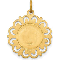 14K Yellow Gold Solid Our Lady of Fatima Medal with Satin and Polished Finish - 23.5mm Length by Oro Pregiato