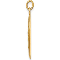 14K Yellow Gold Solid Our Lady of Guadalupe Medal Oval Pendant - Polished and Satin Finish 26mm x 16mm by Oro Pregiato