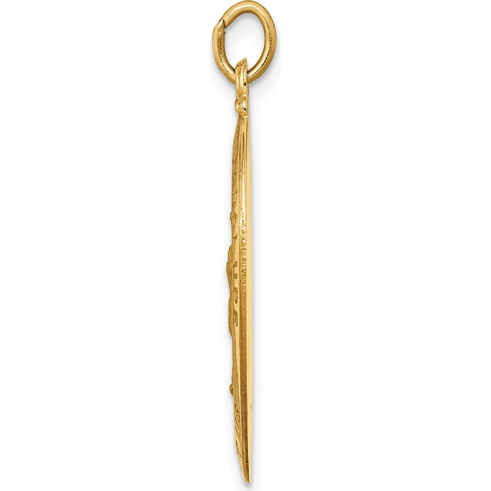 14K Yellow Gold Solid Our Lady of Guadalupe Medal Oval Pendant - Polished and Satin Finish 26mm x 16mm by Oro Pregiato