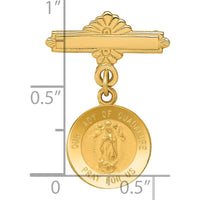 14K Yellow Gold Solid Our Lady of Guadalupe Themed Medal Pin with Satin and Polished Finish by Oro Pregiato