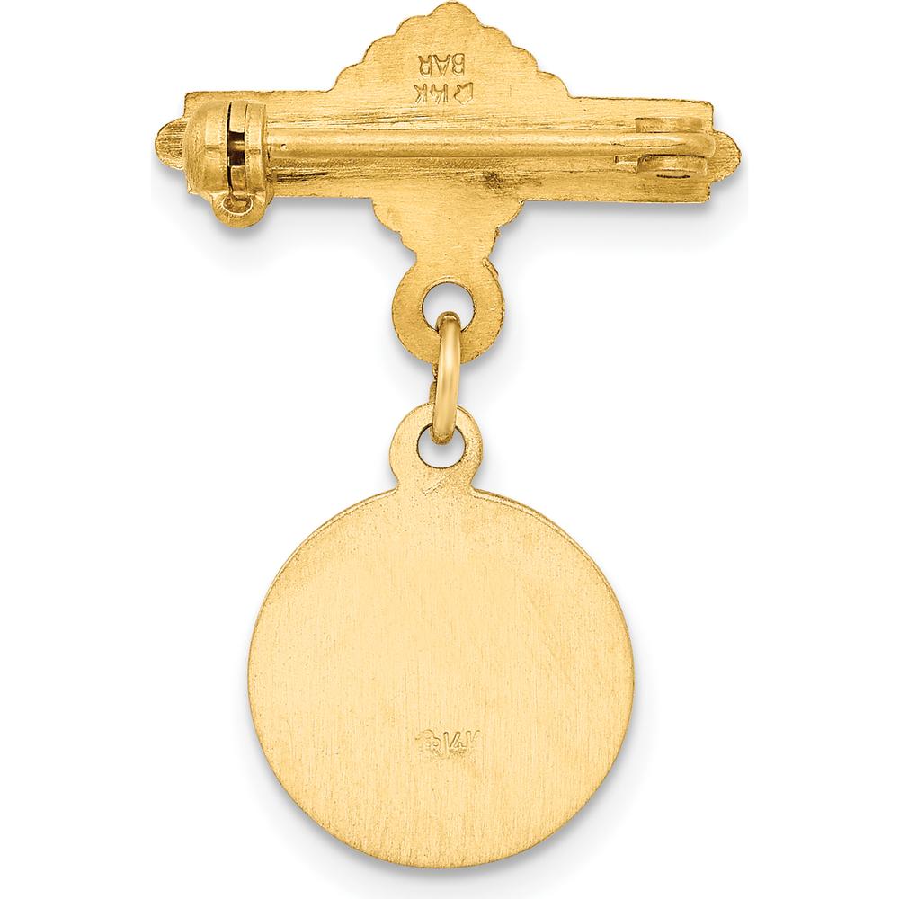 14K Yellow Gold Solid Our Lady of Guadalupe Themed Medal Pin with Satin and Polished Finish by Oro Pregiato
