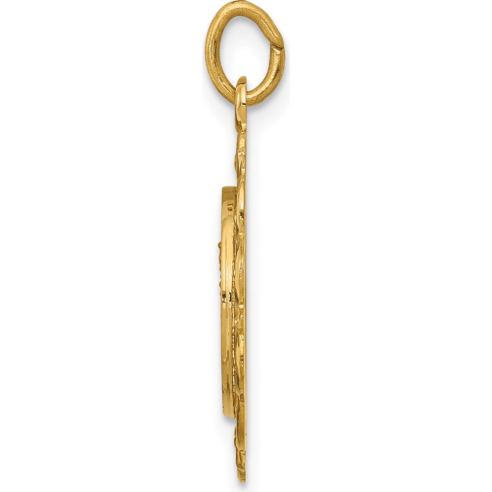 14K Yellow Gold Solid Our Lady of Mount Carmel Medal Charm with Polished and Satin Finish - 24mm Length by Oro Pregiato
