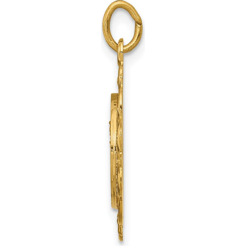 14K Yellow Gold Solid Our Lady of Mount Carmel Medal Charm with Polish ...