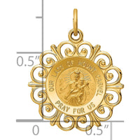14K Yellow Gold Solid Our Lady of Mount Carmel Medal Charm with Polished and Satin Finish - 24mm Length by Oro Pregiato