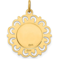 14K Yellow Gold Solid Our Lady of Mount Carmel Medal Charm with Polished and Satin Finish - 24mm Length by Oro Pregiato