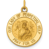 14K Yellow Gold Solid Our Lady of Perpetual Help Medal Pendant - 20mm Length by Oro Pregiato