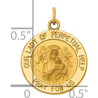 14K Yellow Gold Solid Our Lady of Perpetual Help Medal Pendant - 20mm Length by Oro Pregiato