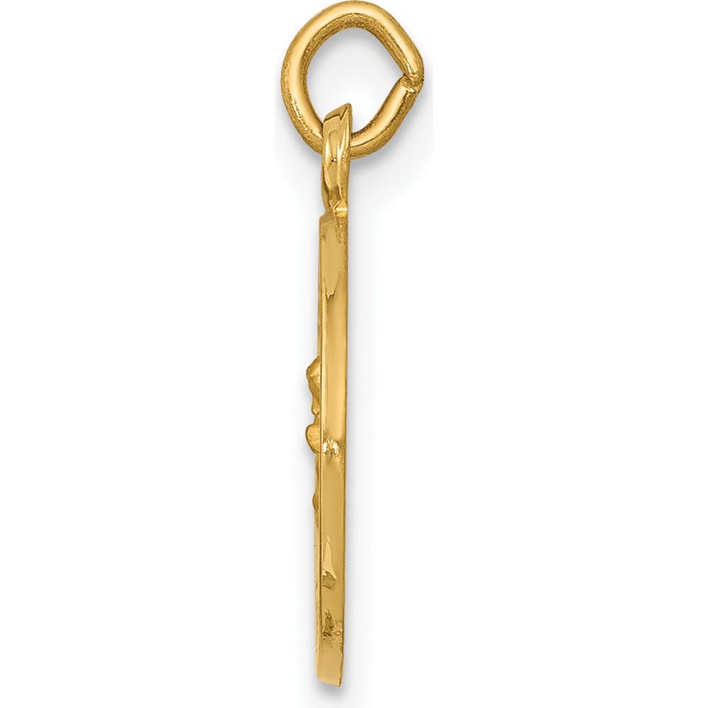 14K Yellow Gold Solid Our Lady of Perpetual Help Medal Round Charm with Polished and Satin Finish by Oro Pregiato