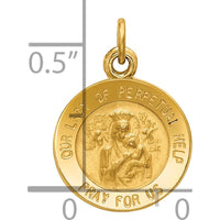 14K Yellow Gold Solid Our Lady of Perpetual Help Medal Round Charm with Polished and Satin Finish by Oro Pregiato