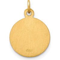 14K Yellow Gold Solid Our Lady of Perpetual Help Medal Round Charm with Polished and Satin Finish by Oro Pregiato
