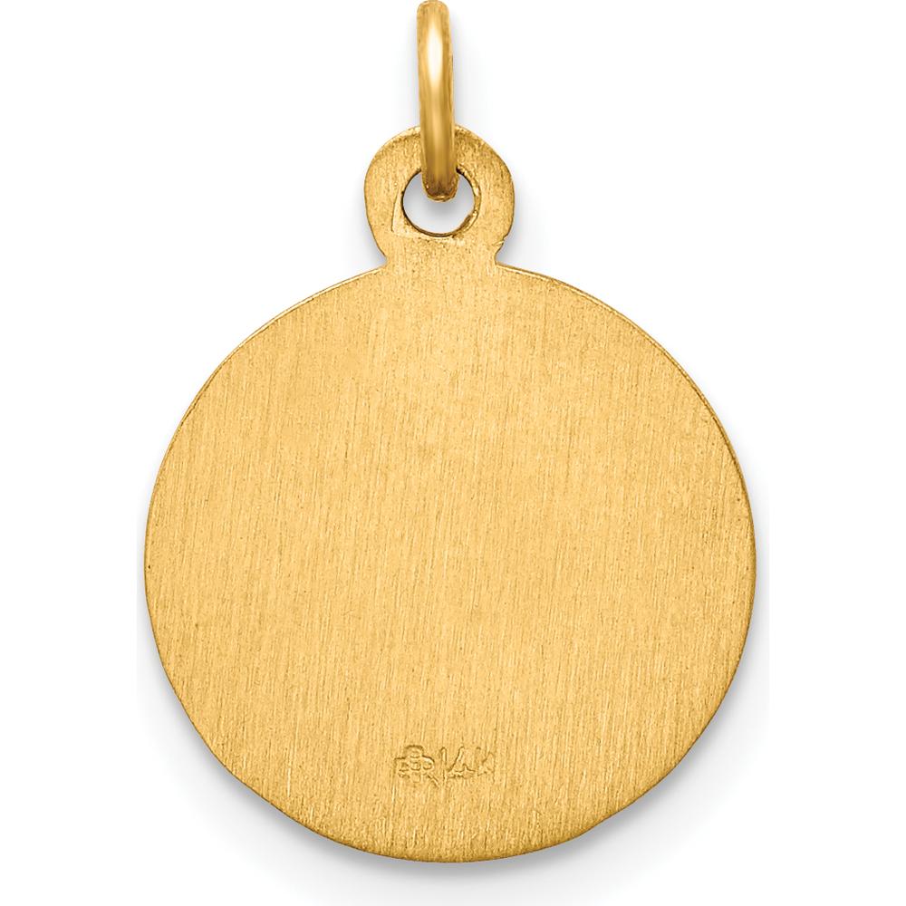 14K Yellow Gold Solid Our Lady of Perpetual Help Medal Round Charm with Polished and Satin Finish by Oro Pregiato