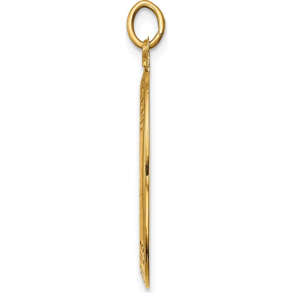 14K Yellow Gold Solid Oval St. Joseph Medal Pendant with Polished and Satin Finish by Oro Pregiato