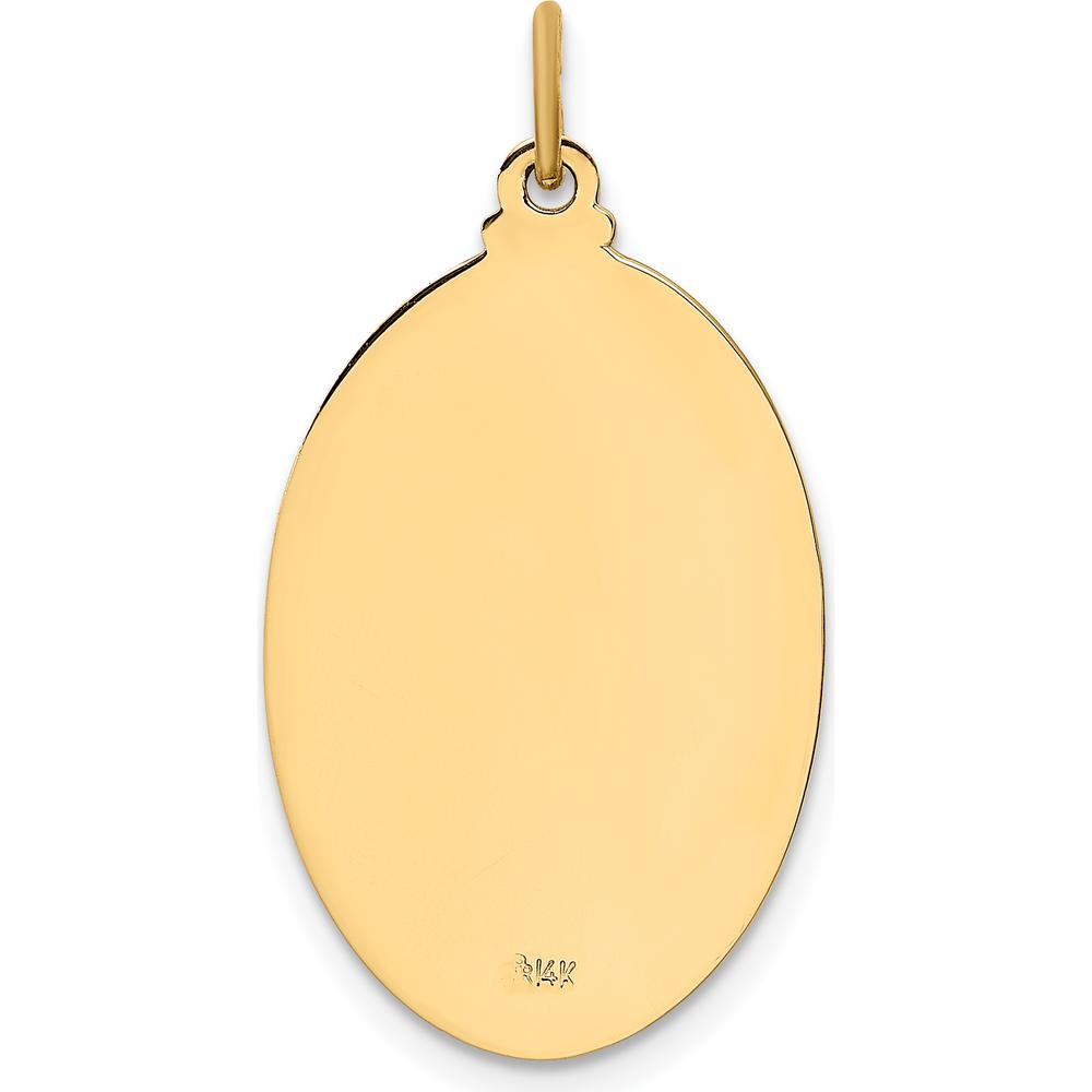14K Yellow Gold Solid Oval St. Joseph Medal Pendant with Polished and Satin Finish by Oro Pregiato