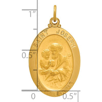 14K Yellow Gold Solid Oval St. Joseph Medal Pendant with Polished and Satin Finish by Oro Pregiato