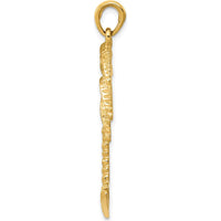 14K Yellow Gold Solid Palm Tree Pendant - 41mm Length, 22mm Width by Oro Pregiato