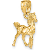 14K Yellow Gold Solid Polished 3D Horse Charm - 19mm Length by Oro Pregiato