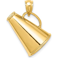 14K Yellow Gold Solid Polished 3D Large Megaphone Charm - Unique Themed Pendant by Oro Pregiato