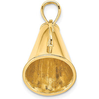 14K Yellow Gold Solid Polished 3D Large Megaphone Charm - Unique Themed Pendant by Oro Pregiato
