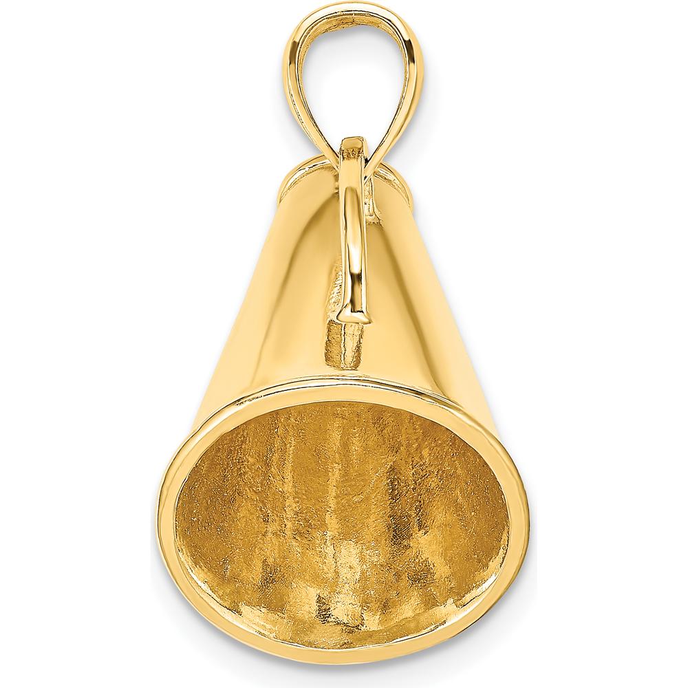 14K Yellow Gold Solid Polished 3D Large Megaphone Charm - Unique Themed Pendant by Oro Pregiato