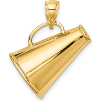 14K Yellow Gold Solid Polished 3D Large Megaphone Charm - Unique Themed Pendant by Oro Pregiato