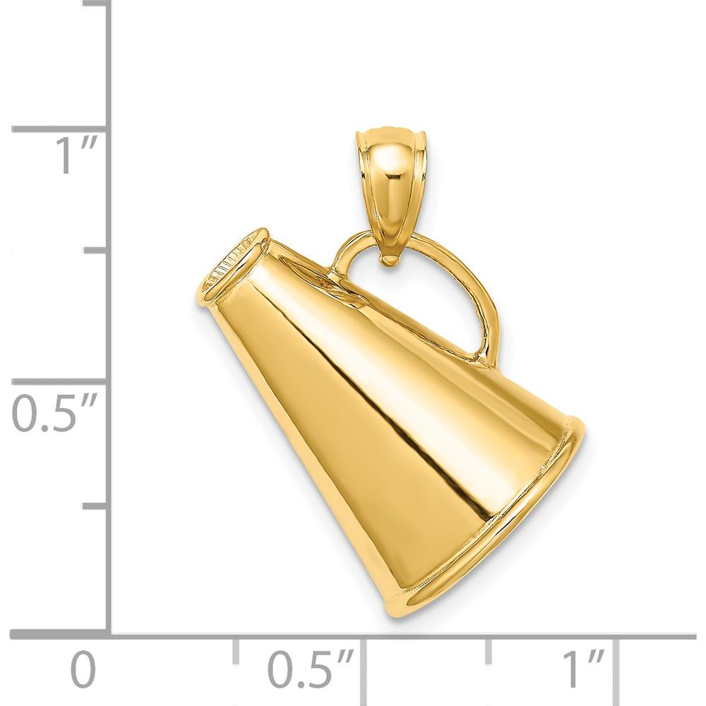 14K Yellow Gold Solid Polished 3D Large Megaphone Charm - Unique Themed Pendant by Oro Pregiato