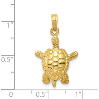 14K Yellow Gold Solid Polished 3D Turtle Pendant with Moveable Head and Legs - 25mm Length by Oro Pregiato