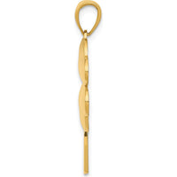 14K Yellow Gold Solid Polished 4-Leaf Clover Pendant - 30mm Length by Oro Pregiato