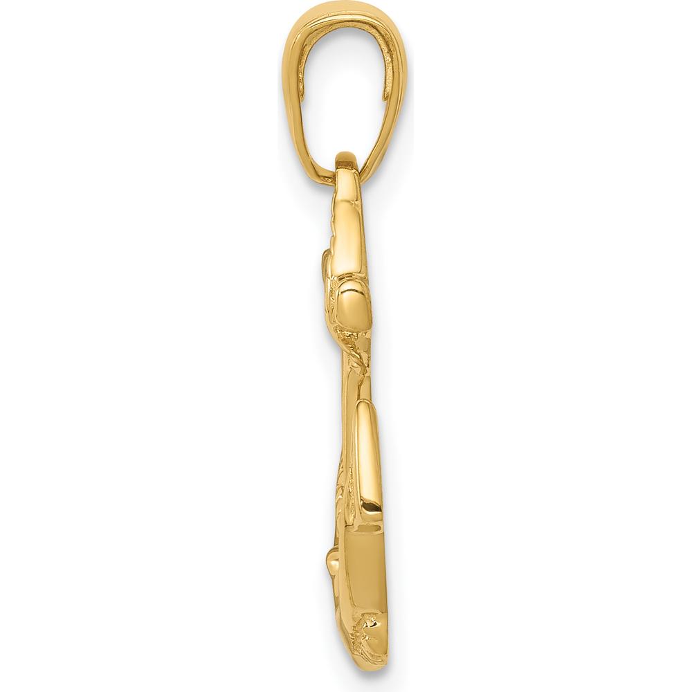 14K Yellow Gold Solid Polished Anchor Pendant with Rope Detail by Oro Pregiato