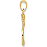 14K Yellow Gold Solid Polished Anchor with Rope Pendant - 27mm Length, 16mm Width by Oro Pregiato