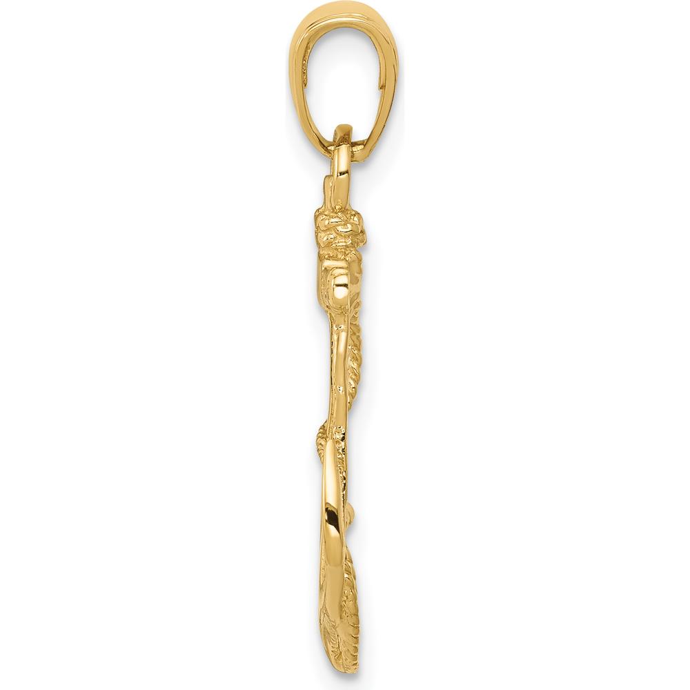 14K Yellow Gold Solid Polished Anchor with Rope Pendant - 27mm Length, 16mm Width by Oro Pregiato