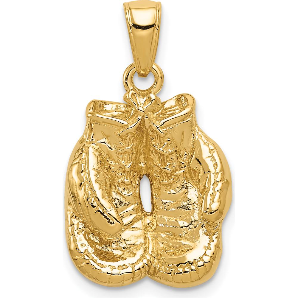 14K Yellow Gold Solid Polished Boxing Gloves Pendant - Empowering Strength Charm by Oro Pregiato