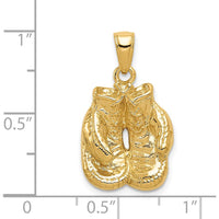 14K Yellow Gold Solid Polished Boxing Gloves Pendant - Empowering Strength Charm by Oro Pregiato