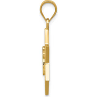 14K Yellow Gold Solid Polished Chai in Star of David Pendant - 30mm Length by Oro Pregiato