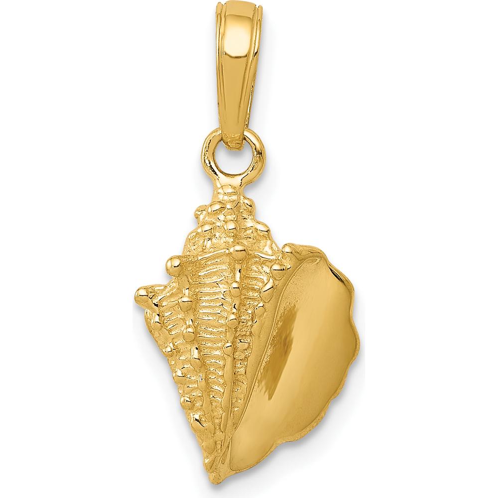 14K Yellow Gold Solid Polished Conch Shell Pendant - Nature-Inspired Design by Oro Pregiato