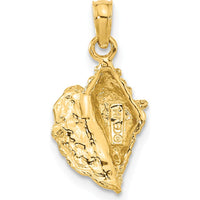 14K Yellow Gold Solid Polished Conch Shell Pendant - Nature-Inspired Design by Oro Pregiato